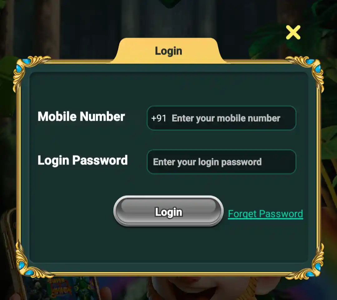 777 Game login screen