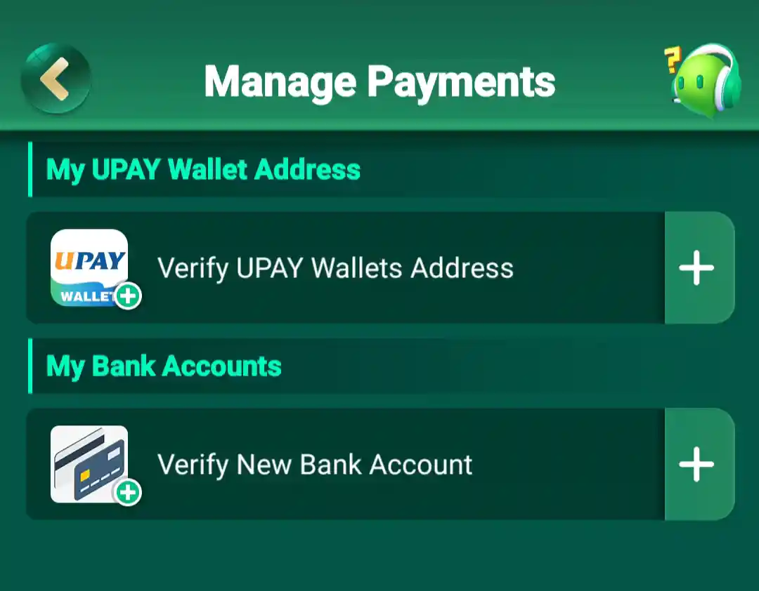 777 Game Manage Payments screen