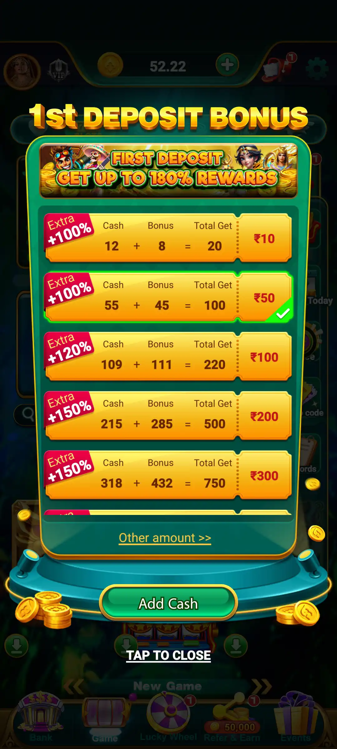 Boss Rummy first deposit bonus