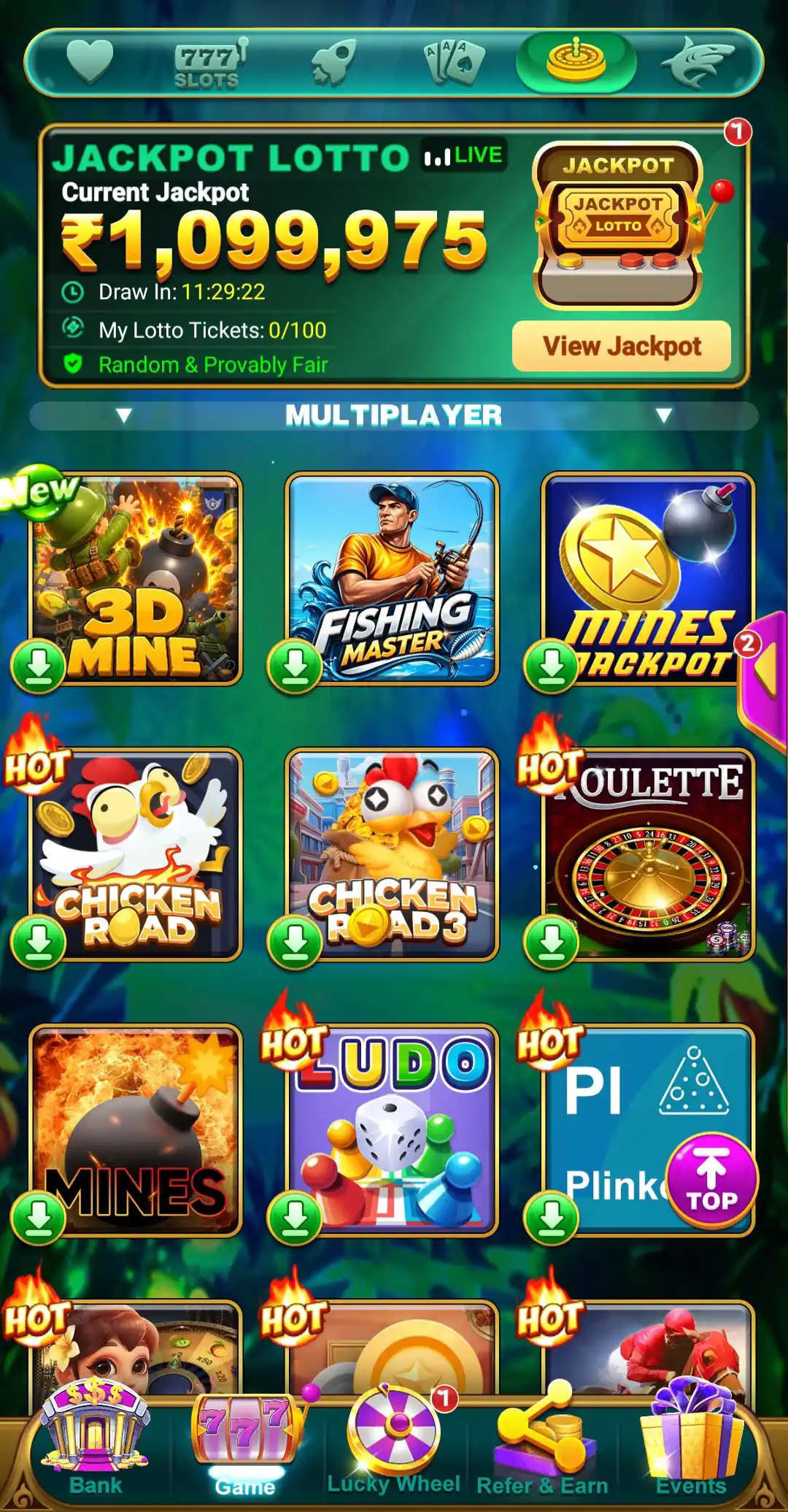 Hindi 777 multiplayer games including Mines, Ludo, Chicken Road and Roulette