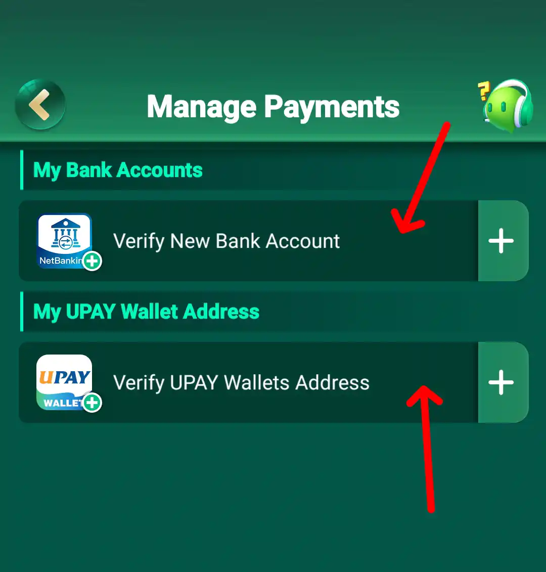 Joy Rummy Manage Payments