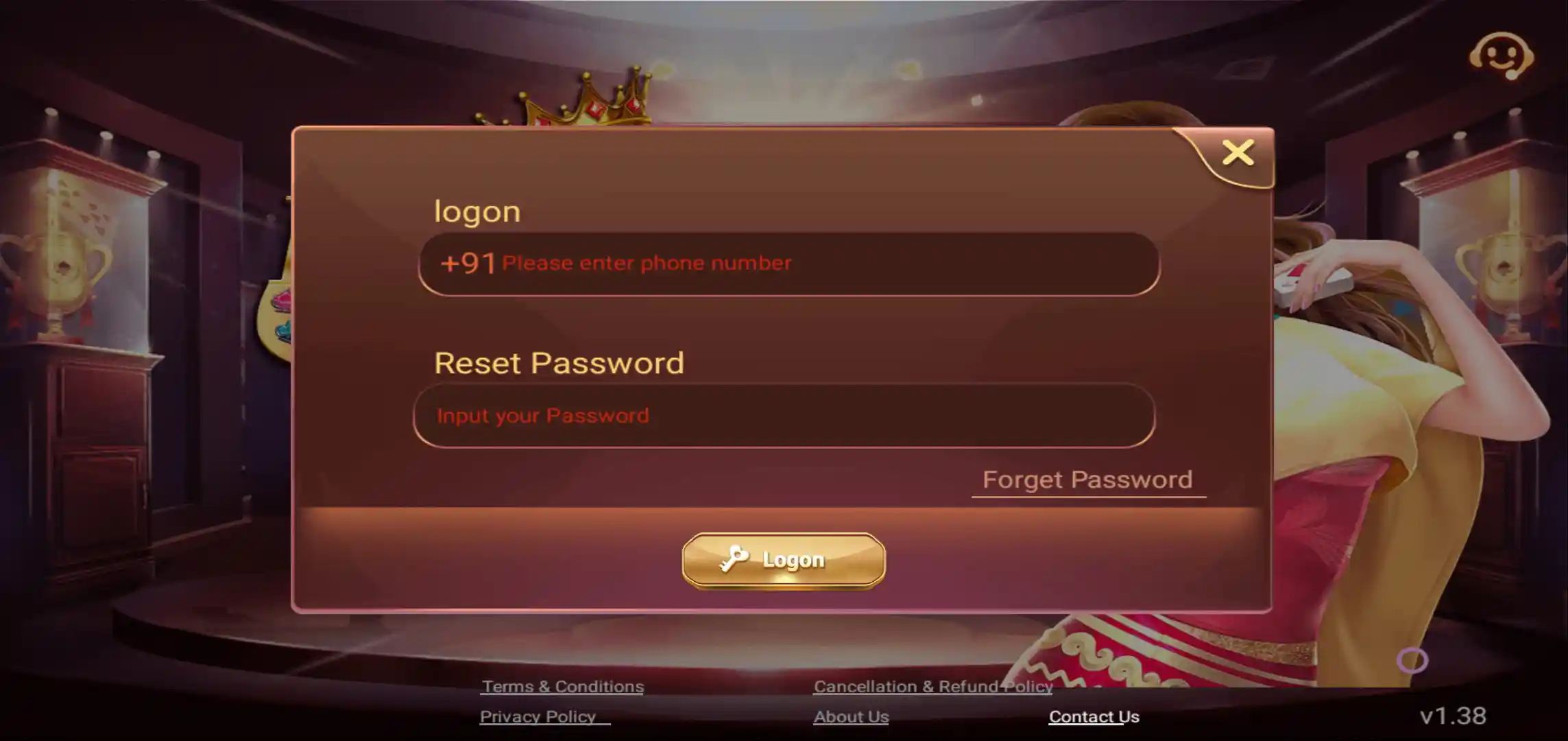 Rummy Leader Login and Play as Guest screen