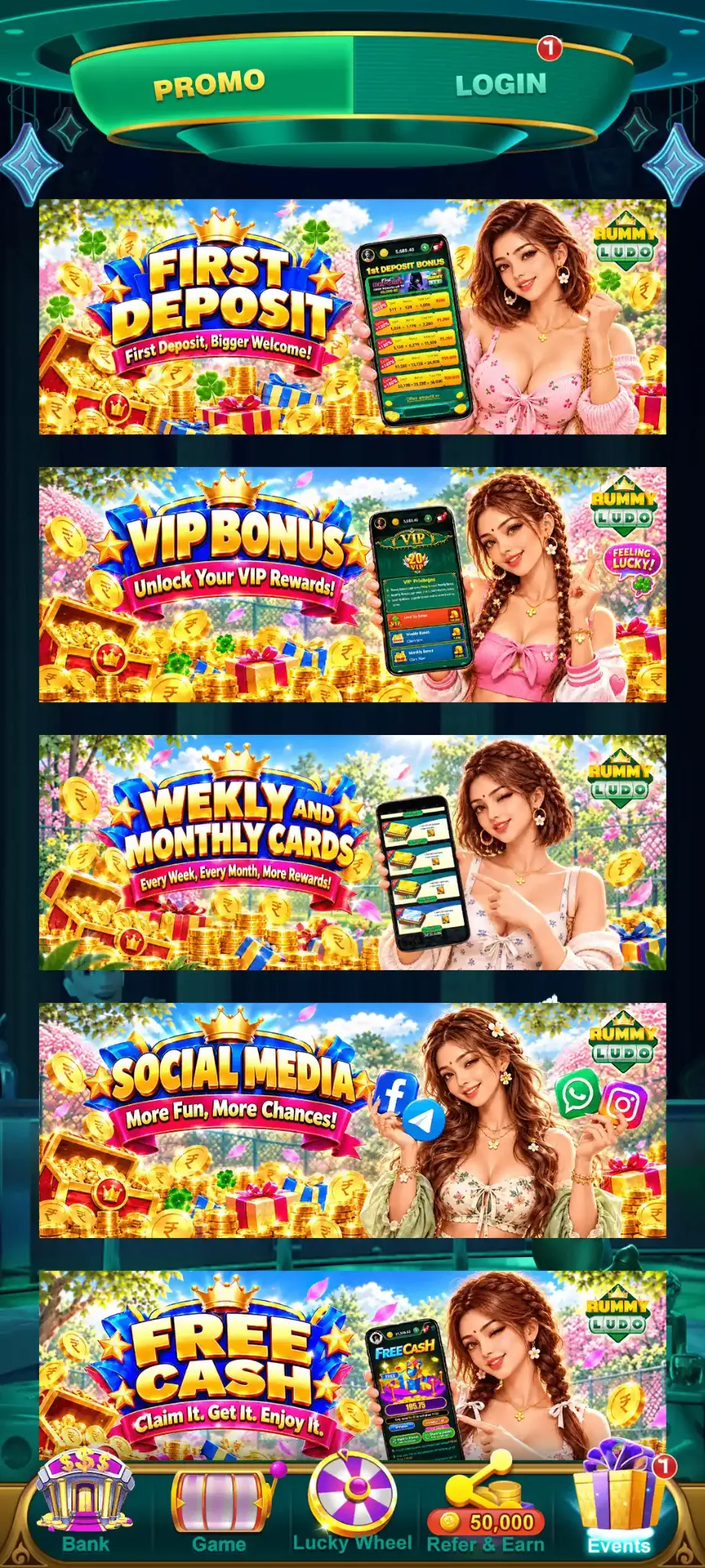 Rummy Ludo promotions and login gift