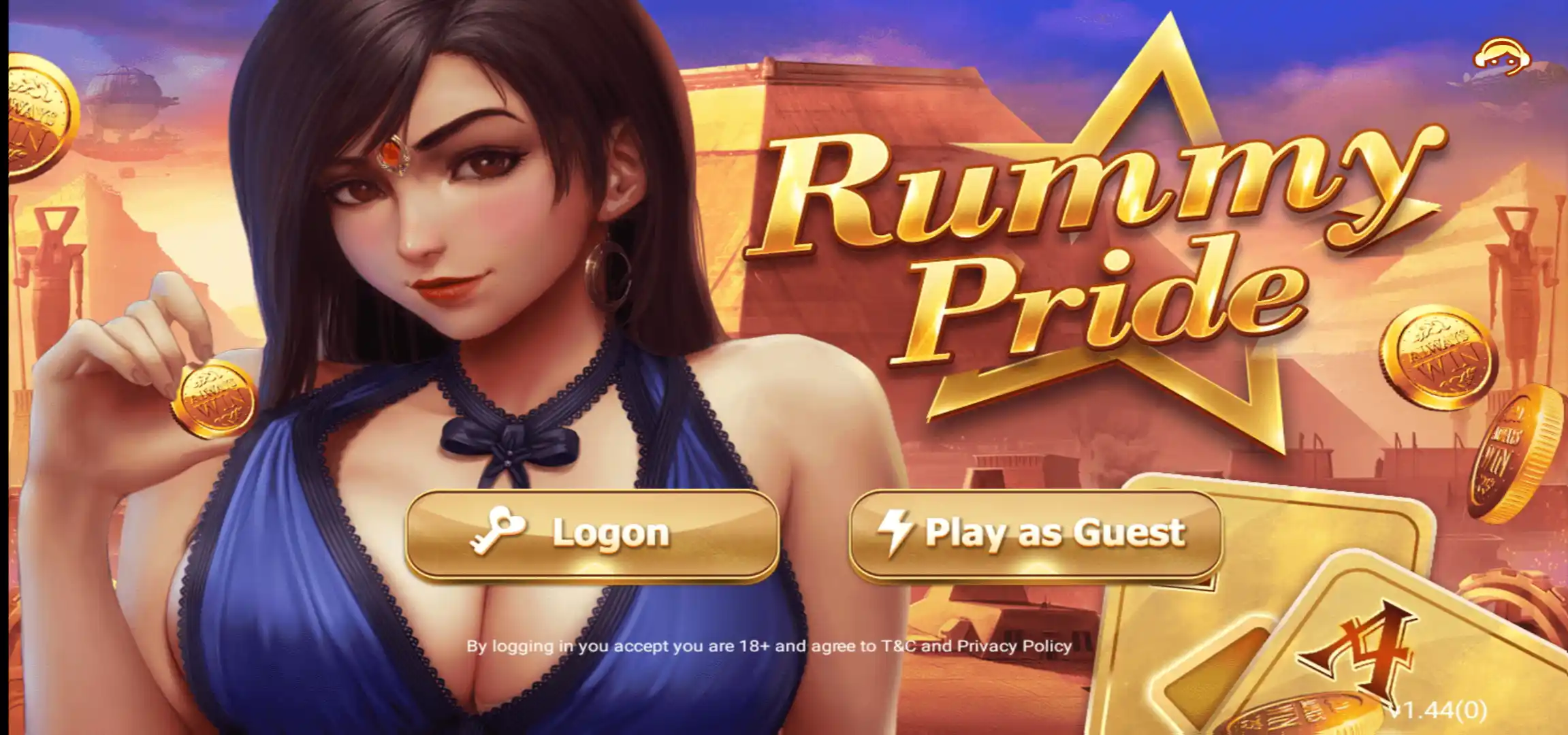 Rummy Pride login and guest play screen