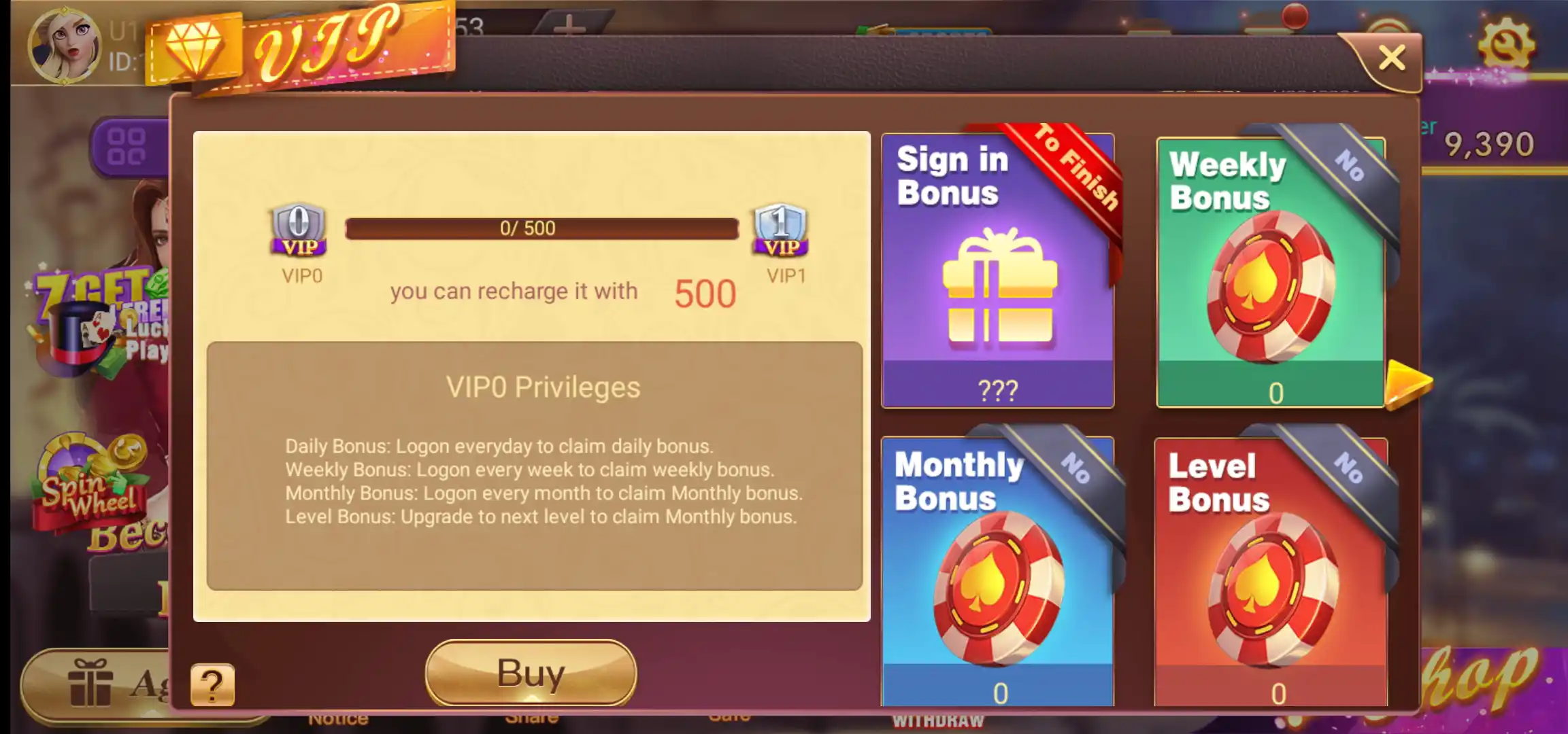 Rummy Pride VIP screen